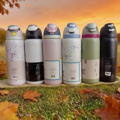 Owal-A 32oz Paslanmaz Çelik Yalıtımlı Su Şişesi - Çift Fonksiyonlu Ağızlıklı Kapak, Katlanır Pipet ve Geniş Ağızlı Tasarıma Sahip Sızdırmaz Spor Su Şişesi - İçecekleri 24 Saat Boyunca Sıcak/Soğuk Tutar - Fitness, Seyahat ve Günlük Kullanım İçin İdeal