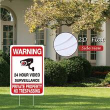 2pcs "Private Property - No Trespassing" Sign, Outdoor CCTV Surveillance Camera Warning Sign, Suitable For Residential And Commercial Premises Security - A - View 3