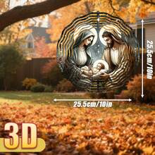 1 chiếc chuông gió kim loại 3D "Đêm Giáng Sinh" ngoài trời, kích thước 10in*10in, có móc xoay, thiết kế sáng tạo DIY 360°, chất liệu bền (không bao gồm mặt dây chuyền), kiểu dáng ngẫu nhiên. - 1 cái - Xem 3