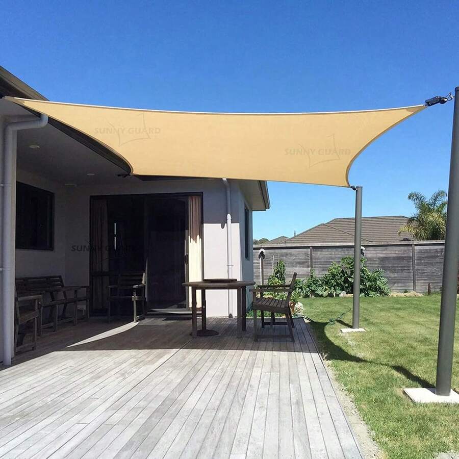 90% UV-Blocking Rectangular Shade Sail, Sand Color, Durable HDPE Fabric, Water-Resistant, Suitable For Backyard, Patio, Garden And Outdoor Activities - Ginger - View 1