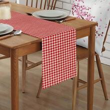 [Classic Check Tablecloth] High-Quality Polyester Red And White Checkered Tablecloth | Modern Kitchen Decor, Various Sizes For Home, Business Meetings, Hotels, Restaurant Events, Classic Check Pattern - 1pc-13*35.8in(33*91cm) - View 3