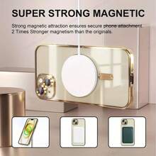 1 ốp bảo vệ ống kính từ tính mạ điện bóng, tương thích với IP17 Air, 17 Pro Max, 11, 12, 13, 14, 15, 16 Pro/Pro Max, S22, S23, S24, S25 Ultra, A54, A55, hỗ trợ sạc không dây. - Màu xanh lam - Xem 4