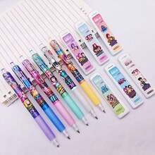 Hasbro 24支装 K-POP 女团收藏版 0.5mm 自动铅笔套装，色彩鲜艳的卡通人物图案伸缩铅笔，配有铅笔盒和笔芯，粉丝周边文具 - 彩色 - 查看 4