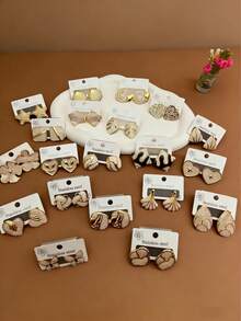 22PCS Stainless Steel Enamel-Plated Stud Earrings Set - This Set Of Simple Geometric And Natural Style Jewelry Is Of High Quality And Does Not Cause Allergic Reactions. It Is Suitable For Daily Wear And Can Also Be Given As A Gift At Special Occasions (The Styles Are Random) - Multicolor - View 2