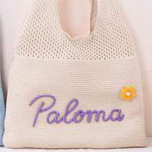 Customized Name Bag, Chunky Knit Hand-Embroidered Hollow-Out Bag, Versatile Minimalist One Shoulder Underarm Bag, Beach Gift, Mother's Day Gift, Gift For Girlfriend - Multicolor - View 36