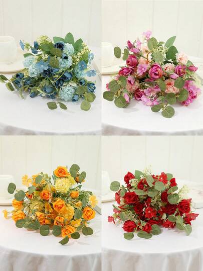 Artificial Rose Flowers Long Stem Fake Silk Roses For DIY Wedding Bouquet Table Centerpiece Home Decor