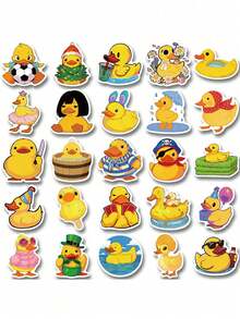 50pcs Cute Little Yellow Duck Cartoon Graffiti Stickers DIY Decoration Phone Water Cup Computer Waterproof Stickers Back To School Season - A - View 8