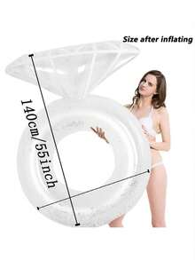 1pc Rhinestone Inflatable Swimming Ring - PVC Floating Pool Float, Suitable For Adults, Pool Parties And Beach Leisure, Bachelorette Party Gift, Wedding Decor, Party Supplies, Beach Vacation, Pool Party, Water Sports, Travel, Pool Inflatable, Beach Essentials, Pool Float - Multicolor - View 6