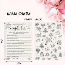 谁最了解这对新人？婚礼派对游戏卡片，黑色，新娘送礼会游戏卡片，婚礼订婚派对用品 - A - 查看 1