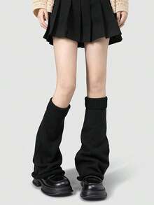 1/2 Pairs Solid Color Leg Warmers, Women's Knitted Leg Warmers, Flared Leg, Y2K Subculture, JK Long Leg Warmers, Spring/Autumn Christmas Gift - 無模 - 查看 11