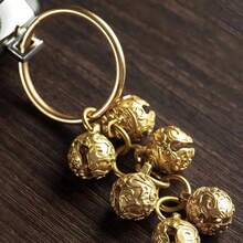 Handmade  Brass Bell Keychain,  Wind Chime Pendant For Home Decoration, Sturdy Vintage Key Ring With Crisp Tone, Versatile Bag Charm & Wall Hanging Ornament, Ideal Creative Gift For Mother On Festivals, Exquisite Handicraft Decor Perfect For Home & Holiday Gifting - 升級版 金色 - 查看 4