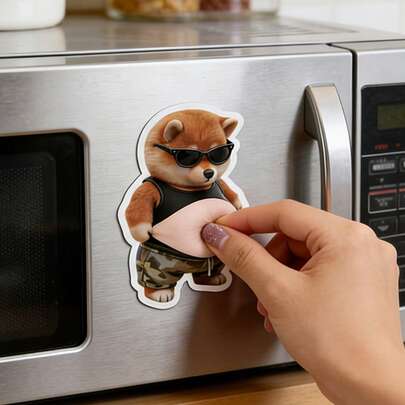 Hình dán chó Shiba Inu bụng bự 3D - 2 miếng dán tự dính giúp giảm căng thẳng, hình chú chó con dễ thương bảo vệ laptop, tủ lạnh, vali, ốp điện thoại, hình chó hoạt hình ngộ nghĩnh trang trí nhà cửa, quà tặng sáng tạo cho người yêu chó.
