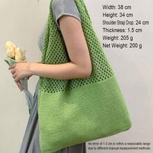 Customized Name Bag, Chunky Knit Hand-Embroidered Hollow-Out Bag, Versatile Minimalist One Shoulder Underarm Bag, Beach Gift, Mother's Day Gift, Gift For Girlfriend - Multicolor - View 11