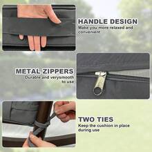 Outdoor Seat Cushion Set Waterproof & Fade-Resistant Patio Chair Cushions With Removable Cover, Deep Seat & Back Cushion Outdoor Patio Furniture Non-Slip Straps & Handle For Garden, Deck, Porch, Sofa Chair Cushion Set - 灰色 - 查看 4