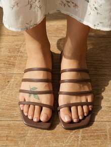 planare 新款女士时尚休闲夏季度假风棕色平底凉鞋，适合日常通勤、海滩度假及其他夏季穿搭 - 棕色 - 查看 6