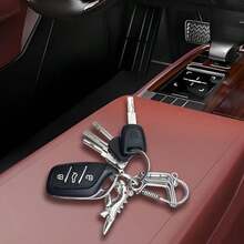 Handmade Metal Keychains, Car Key Chain, Stainless Key Chain With Small Dinosaur Pendant, Chain Ring Clip Holder Organizer For Home Car Keys Key Finder Women Men(Silvery) - / - View 2