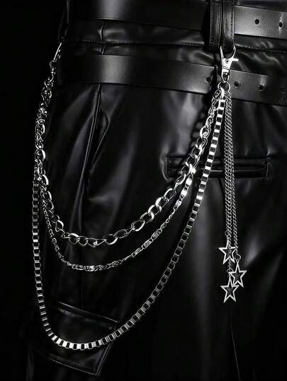 1 chiếc dây đeo hông nam phong cách punk cá tính, trang trí hình ngôi sao INS, phụ kiện dây đeo quần, phù hợp để đeo hàng ngày.