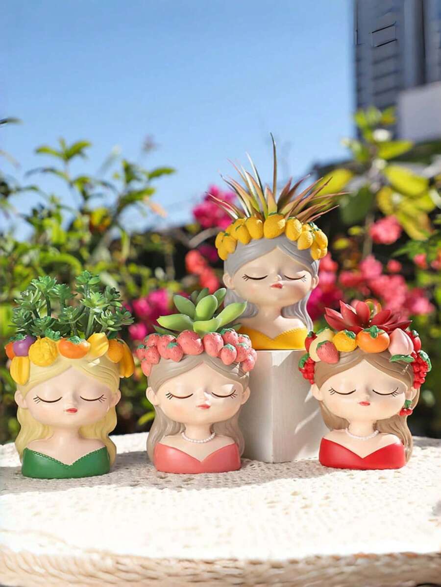 1 chậu hoa trang trí nghệ thuật bằng nhựa, hình dáng bất đối xứng, bề mặt được sơn, chậu để bàn thích hợp cho cây mọng nước và hoa tươi, quà tặng trang trí trong nhà/ngoài trời, cây cảnh vườn cổ tích, món quà lý tưởng cho bạn bè nữ. - A - Xem 1