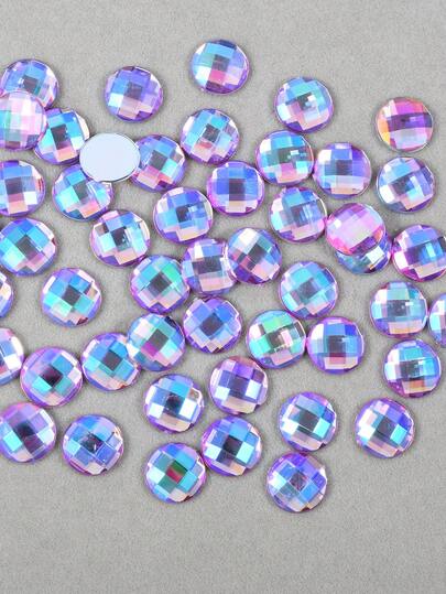 50pcs/Pack, 12mm Round Acrylic Rhinestones, Flat Silver Base AB Colored Rhinestones, Multi-Color Acrylic Rhinestones For Clothing Decoration