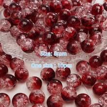 49/100pcs Burgundy Snowflake Crackle Glass Beads, 8mm - Perfect For DIY Jewelry Making, Bracelets, And Necklaces - Burgundy Snowflake Cracked Glass Beads - View 3