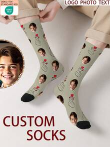 Một đôi tất in hình khuôn mặt theo yêu cầu, tất in ảnh cá nhân, tất in hình tùy chỉnh, tất hình mặt cười, tất họa tiết tùy chỉnh. Bất kỳ hình khuôn mặt nào cũng có thể được in trên tất. Thích hợp làm quà tặng cho nhiều dịp khác nhau như kỷ niệm, Ngày Valentine, sinh nhật, đám cưới, Ngày của Mẹ, Ngày của Cha, quà tặng bạn thân, v.v. - Nhiều màu - Xem 1