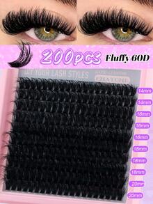 200pcs/180pcs/160pcs/140pcs/120pcs 8D Luxury Fluffy DIY Cluster Lashes - 14-20mm Mixed Length Eyelash Extension 0.07mm Russian D Curl Thick Reusable Dramatic Lashes Suitable For Beginners Easy To Use - 10 Rows (60D/80D/100D/120D/160D/200D Various Specifications) Cluster Lashes, Lash Clusters, Individual Lashes, False Eyelashes - D - View 12