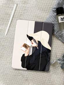 1 chiếc ốp lưng bảo vệ máy tính bảng hình cô gái uống cà phê nhìn nghiêng, tương thích với iPad 10.2 inch 2021/2020 thế hệ thứ 10/9/8, (A16) 11 inch thế hệ thứ 11 2025, tương thích với Samsung Galaxy Tab A8 10.5 inch 2022, ốp bảo vệ máy tính bảng có khe cắm bút cảm ứng, hỗ trợ tự động tắt/mở màn hình. - Nhiều màu - Xem 2