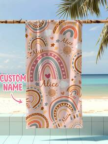 Personalized Kids Beach Towel, Summer Birthday Gift, Summer Vibe, Girls Beach Travel, Customized Beach Towel, Swimming Pool, Beach Decor - Multicolor - View 2