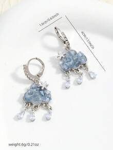Pendientes únicos con borla de cristal azul en forma de nube, diseño de lujo y versátil - Nubes y gotas de lluvia - Ver 4