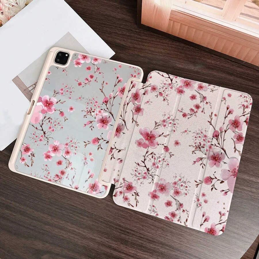 1 Ốp lưng máy tính bảng in hình hoa anh đào màu hồng kèm ngăn đựng bút, tương thích với iPad 10.9/10.2/ Air thế hệ thứ 5/Pro11/10/9.7/Air 2/ (thế hệ thứ 7)/ (thế hệ thứ 8)/ Air 4/5/ Pro 11/ Thế hệ thứ 10 10.9 inch 2022 Smart Case/ Air 13(M3 2025)/ Air 11(M3 2025)/ Air 11(M3 2025)/ 11(A16 2025), tương thích với chức năng tự động ngủ/thức của . - Nhiều màu - Xem 1