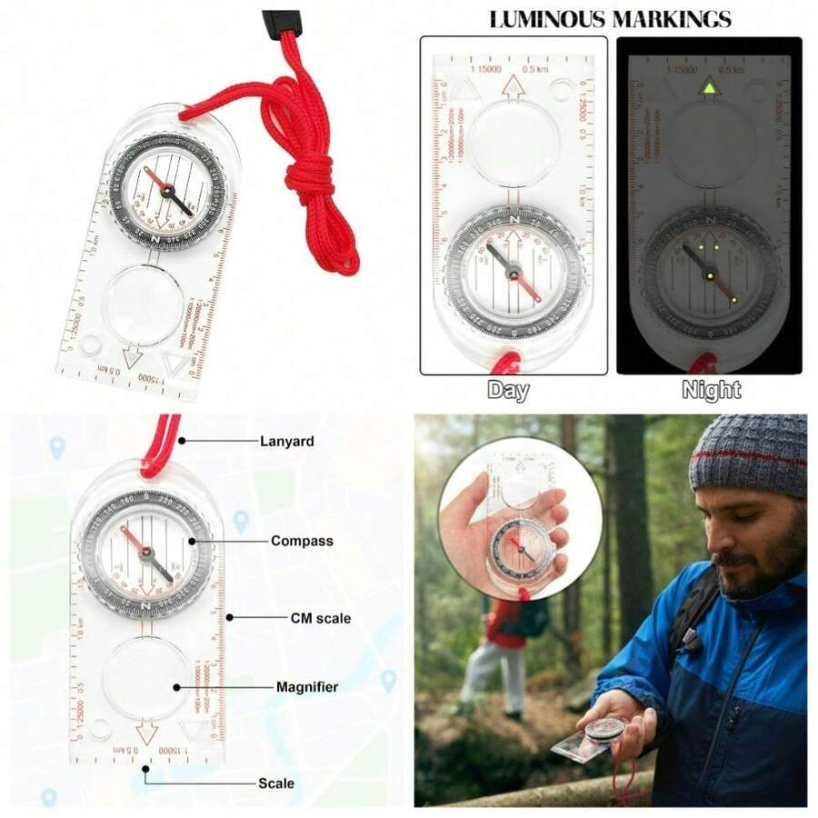 Multifunctional Waterproof Navigation Compass With Map Ruler And Magnifier For Hiking Exploration Outdoor Map Reading - 1 - View 1