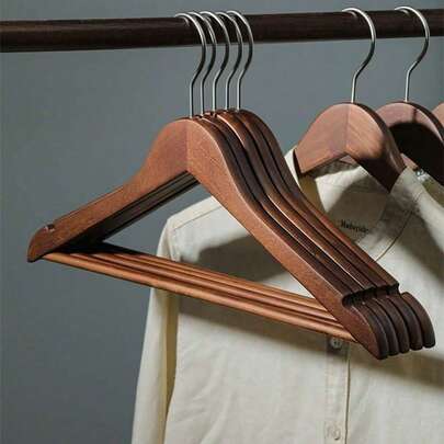 10 piezas de perchas de madera premium con pinzas antideslizantes para pantalones, perchas para trajes y abrigos de alta resistencia, ganchos giratorios a 360°, organizador de armario de madera para camisas, chaquetas, pantalones, vestidos, solución de almacenamiento de armario duradera, conjunto de perchas ahorradoras de espacio, perfectas para la organización del armario y la exhibición de prendas en el hogar y el dormitorio