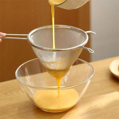 1 cái lưới lọc sữa đậu nành bằng thép không gỉ, dụng cụ gia đình siêu mịn, lọc bã nước ép, rây lọc, thìa nhà bếp, mới
