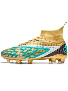Tacos de fútbol largos para jóvenes, adecuados para adultos, unisex, zapatos deportivos profesionales resistentes al desgaste y antideslizantes para entrenamiento y partido - Dorado - Ver 15
