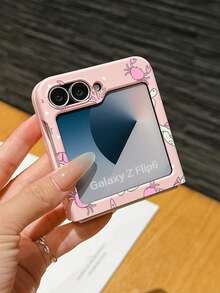 1pc Fashionable And Simple Skin Feel PC Material Cute And Simple Cute Pink Ocean Turtle Element Folding Phone Case, Can Protect And Prevent Falling For: SamsungGalaxy Zflip 3/Zflip 4/Zflip 5/Zflip 6/Zflip 7/ Find N3 Flip/ Razr 50 Ultra/ Razr 60 Ultra/ Razr 60/ Razr 50/XiaomiMIX Flip/Galaxy Z Flip7 FE - Pink - View 4