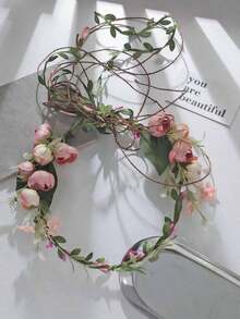 1pc Pearlescent Teacup Flower Wreath, Elegant Weddings, Parties, Banquets, Events, Travel, Hawaiian Outfit Women, Hair Accessories, Accessories, Bride To Be, Crown, Tiara - Multicolor - View 2