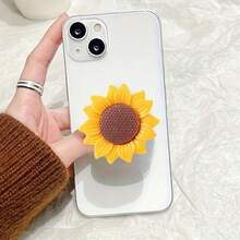 1pc/2pcs Sunflower Phone Holder, Cute Sunflower Air Cushion Phone Stand - Yellow - View 2