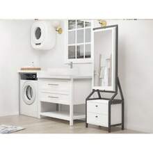 360° Jewelry Cabinet With Full-Length Mirror, Rotating Jewelry Cabinet With 2 Lower Drawers, Freely Rotatable, Spacious Storage Space - white - 查看 4