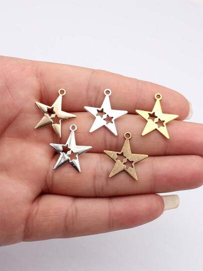 20pcs 23x20mm Pentagram Star Charms Pendant For DIY Jewelry Making Necklace Keychain Phone Chain Bracelet Making Accessories Handmade Craft Making Findings