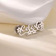 Ghim cài áo hình hoa và tên theo yêu cầu dành cho nam nữ, chất liệu thép không gỉ, huy hiệu cài áo tùy chỉnh, trang sức cá nhân hóa cho các bữa tiệc hoặc trang phục, quà tặng. - Nhiều màu - Xem 5