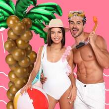 Bộ 103 bóng bay hình lá cọ và dừa, gồm 10 bóng bay lá dừa màu xanh lá cây bằng giấy bạc và 90 bóng bay cao su màu nâu, thích hợp cho tiệc Hawaii Luau, tiệc sinh nhật, tiệc mừng em bé. - Xem 8