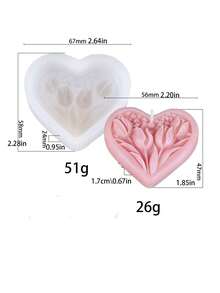 心形郁金香3D硅胶蜡烛模具 | DIY香薰蜡烛/香薰石/树脂装饰 | 浪漫花卉心形压纹，可重复使用硅胶材质 - 愛心鬱金香立體矽膠蠟燭模具 - 查看 7