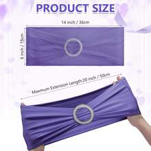 150 Pieces Spandex Stretch Chair Sashes Bows Elastic Chair Cover Bands Ties With Slider Wedding Party Reception Events Universal Ceremony Banquet Decorations (Gold) - Purple - View 2