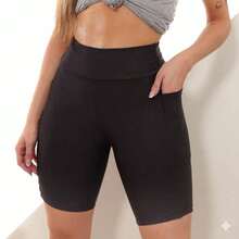 Cycling Shorts For The Gym With Pockets. - Plain Black - View 1