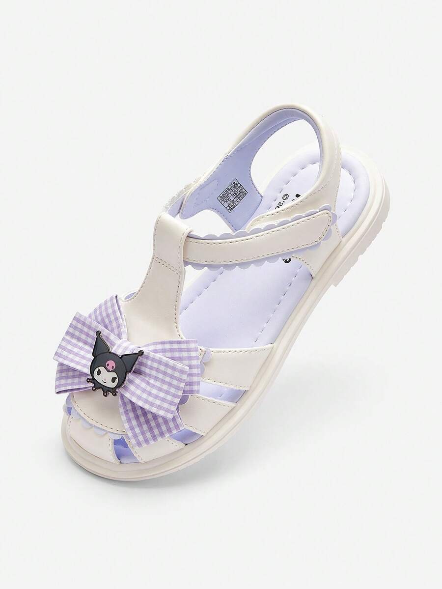 Balabala Sandal mùa hè cho bé gái, thoáng khí, chống trơn trượt, thoải mái với nơ. - tông màu trắng tím - Xem 1