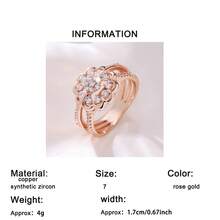 1枚时尚创意花朵造型立方氧化锆戒指 - 完美理想的珠宝礼物 - 周年纪念、婚礼、求婚、表白、订婚、结婚戒指 - 生日、圣诞节、情人节礼物 - 玫瑰金 - 查看 8