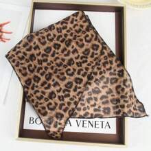 奢华豹纹印花围巾，复古薄款领巾，尽显优雅气质，百搭实用 - 焦糖邊豹紋 - 查看 2