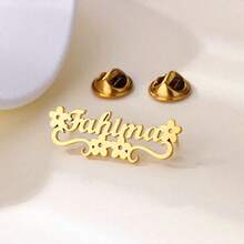 Ghim cài áo hình hoa và tên theo yêu cầu dành cho nam nữ, chất liệu thép không gỉ, huy hiệu cài áo tùy chỉnh, trang sức cá nhân hóa cho các bữa tiệc hoặc trang phục, quà tặng. - Nhiều màu - Xem 3