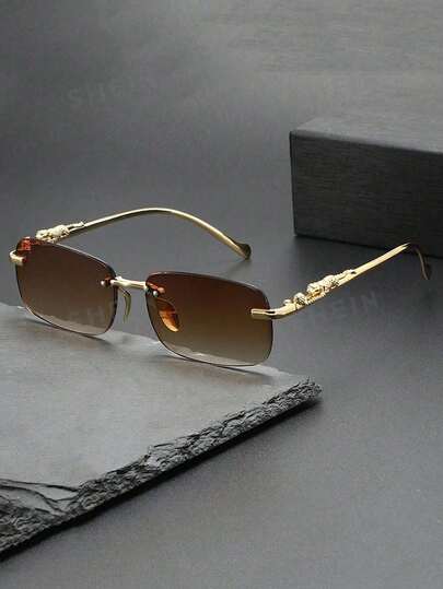 5 Packs 2 Packs 1-Pack Small Box Square Fashion Glasses New Personalized Metal Ocean Fashion Glasses Women's High-End Street Glasses