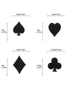 8 片装扑克牌图案布贴，黑桃扑克布贴，可熨烫在衣物上，拉斯维加斯主题刺绣贴花，适用于牛仔裤、帽子、包包、夹克（黑色和红色） - 彩色 - 查看 7